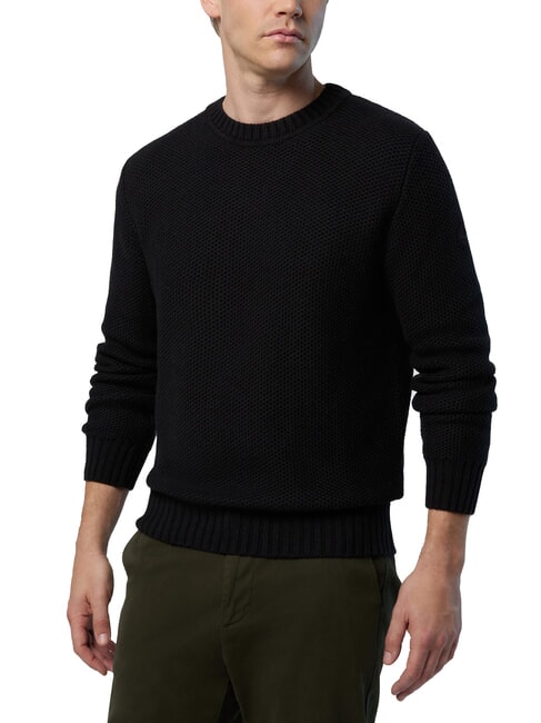 N|S Waffle crew neck sweater dark gray melange - Men's Sweaters