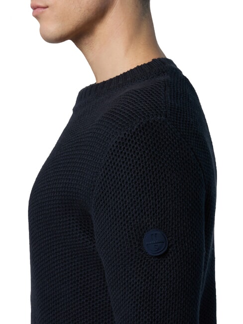 N|S Waffle crew neck sweater navy blue - Men's Sweaters