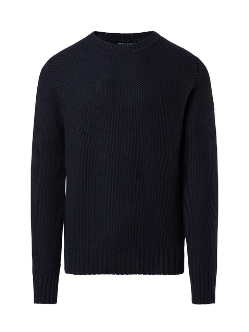 N|S Waffle crew neck sweater navy blue - Men's Sweaters