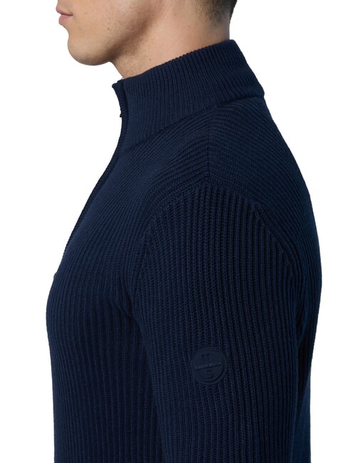 N|S Ribbed turtleneck sweater with half zip navy blue - Men's Sweaters