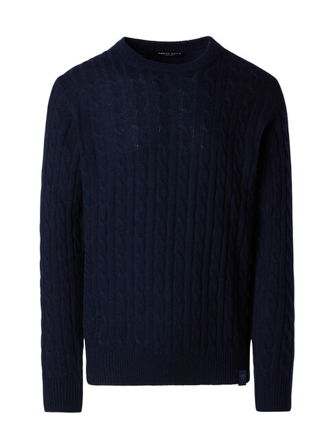 N|S Cable knit crew neck sweater navy blue - Men's Sweaters