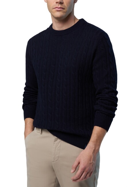 N|S Cable knit crew neck sweater navy blue - Men's Sweaters
