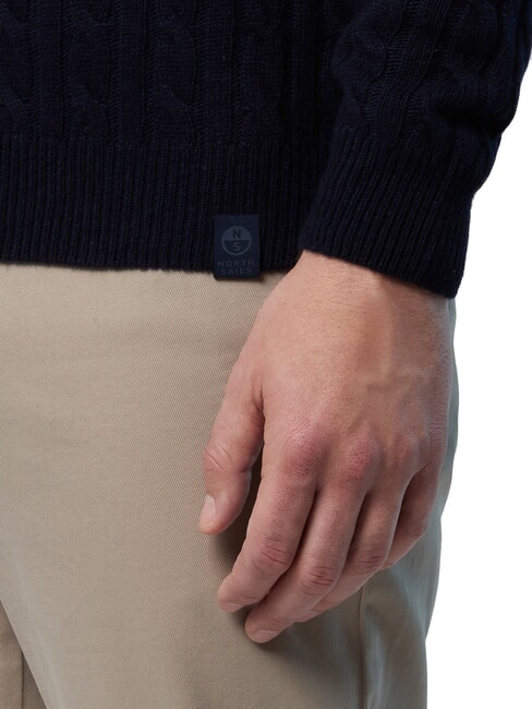 N|S Cable knit crew neck sweater navy blue - Men's Sweaters