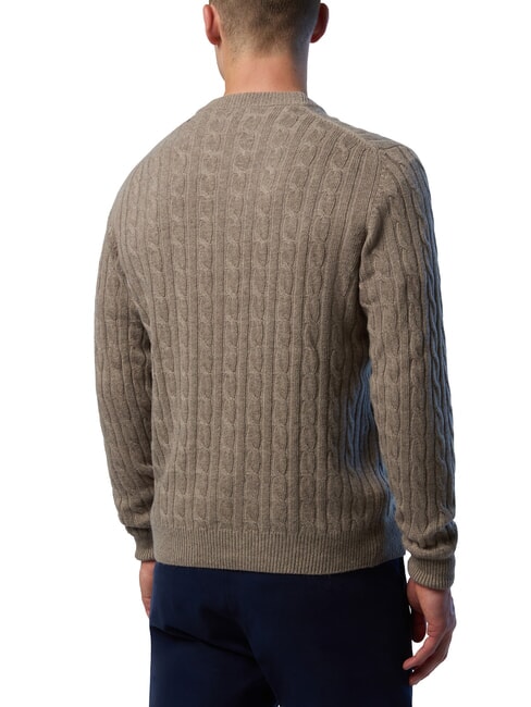 N|S Cable knit crew neck sweater fossil melange - Men's Sweaters