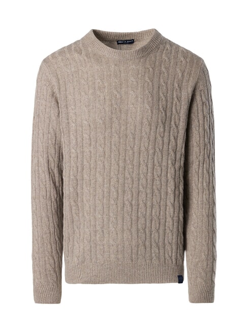 N|S Cable knit crew neck sweater fossil melange - Men's Sweaters