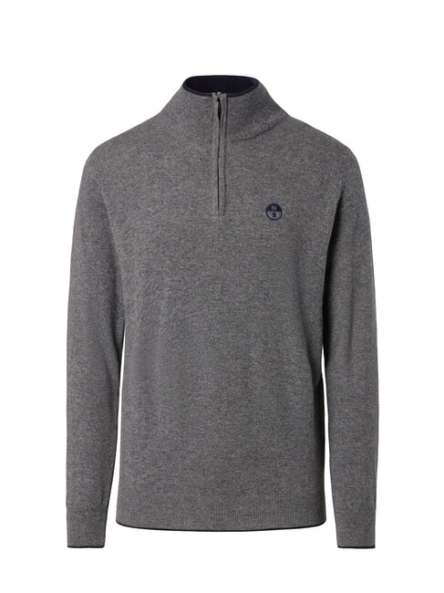 N|S Half-zip turtleneck sweater medium gray melange - Men's Sweaters