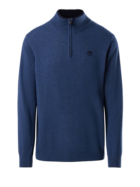 N|S Half-zip turtleneck sweater China blue melange - Men's Sweaters