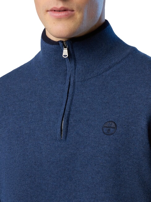 N|S Half-zip turtleneck sweater China blue melange - Men's Sweaters