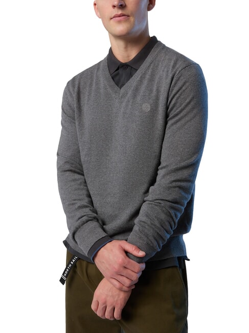 N|S V-neck sweater medium gray melange - Men's Sweaters