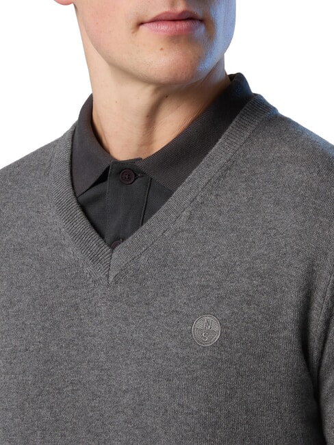 N|S V-neck sweater medium gray melange - Men's Sweaters