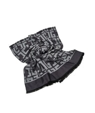 GAUD&Igrave; ESTELLE Fringed scarf with all-over logo gray - Scarves - 2