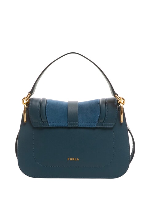 FLOW Small leather bag with shoulder strap gray-blue tones - Women’s Bags