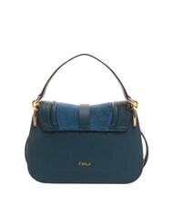 FURLA FLOW Small leather bag with shoulder strap gray-blue tones - Women’s Bags - 3