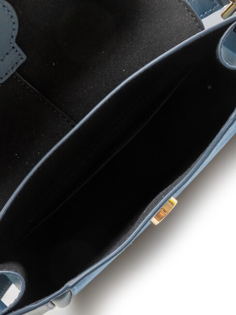 FLOW Small leather bag with shoulder strap gray-blue tones - Women’s Bags