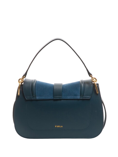 FLOW Medium leather bag with shoulder strap gray-blue tones - Women’s Bags