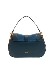 FURLA FLOW Medium leather bag with shoulder strap gray-blue tones - Women’s Bags - 3