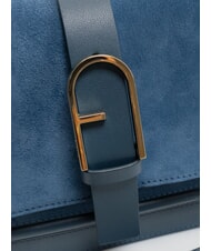 FURLA FLOW Medium leather bag with shoulder strap gray-blue tones - Women’s Bags - 4