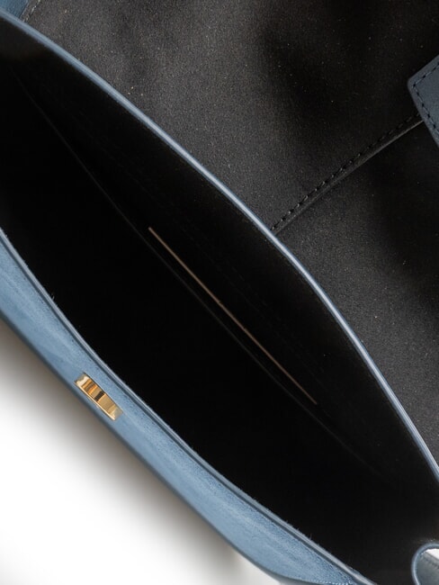 FLOW Medium leather bag with shoulder strap gray-blue tones - Women’s Bags