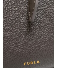 FURLA GOCCIA Hammered leather shoulder bag urban gray - Women’s Bags - 3