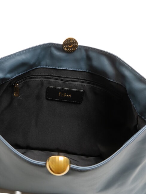 SFERA SOFT  Leather shoulder bag gray blue - Women’s Bags