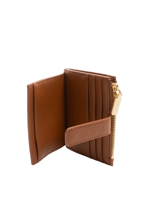 METALLIC SOFT Textured leather flat wallet cognac - Women&rsquo;s Wallets