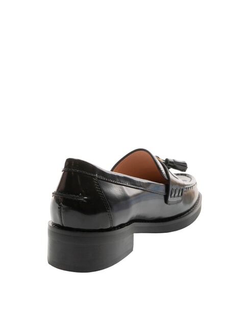 BEAT SHINY Leather moccasins with tassel Black - Women&rsquo;s shoes