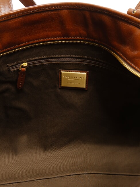 STORY DONNA Leather shoulder shopping bag BROWN - Women’s Bags