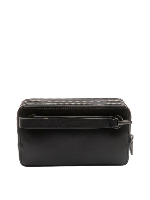 W136 Men's leather clutch bag with 3 compartments Black - Tablet holder& Organizer