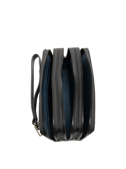 W136 Men's leather clutch bag with 3 compartments Black - Tablet holder& Organizer