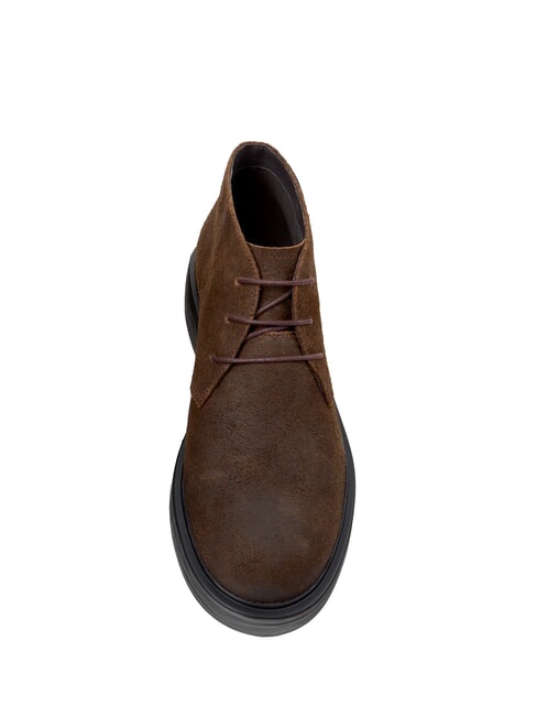 DEAN Lace-up ankle boots in nubuck leather dark brown - Men’s shoes