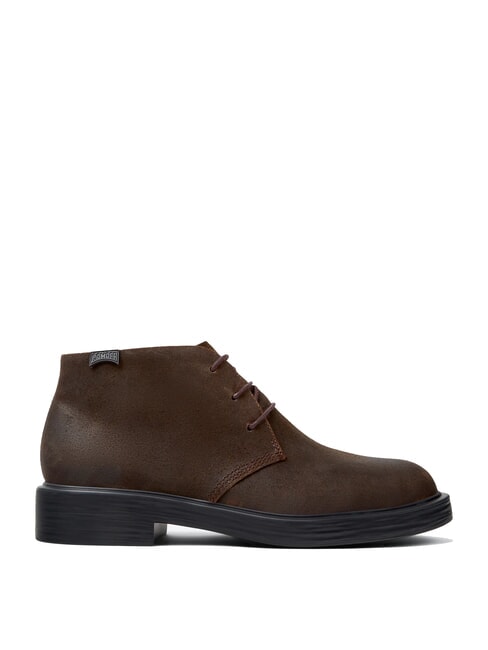 DEAN Lace-up ankle boots in nubuck leather dark brown - Men’s shoes