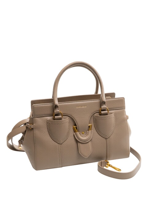 YORK Hammered leather handbag warm taupe - Women’s Bags