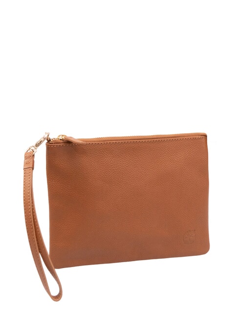 SMALL Small leather clutch bag with wristlet cognac - Women&rsquo;s Bags