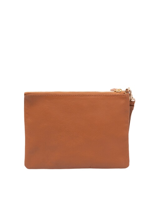 SMALL Small leather clutch bag with wristlet cognac - Women&rsquo;s Bags