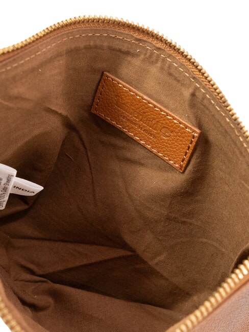 SMALL Small leather clutch bag with wristlet cognac - Women&rsquo;s Bags