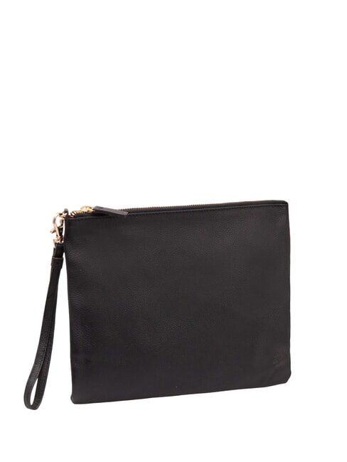 LARGE Large leather clutch bag with wristlet black - Women’s Bags
