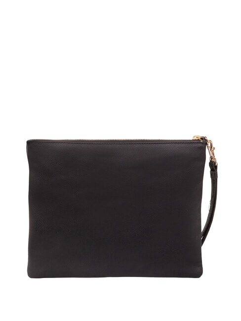 LARGE Large leather clutch bag with wristlet black - Women’s Bags