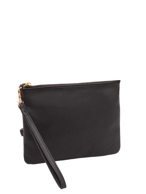 SMALL Small leather clutch bag with wristlet black - Women’s Bags