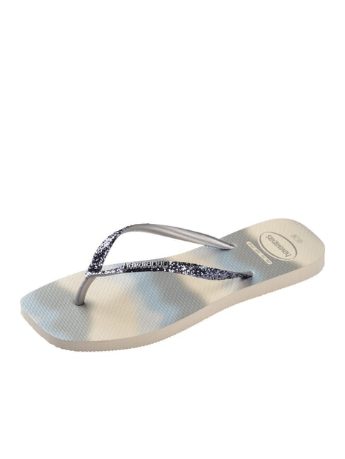 STYLESLIM SQUARE GLITTER Square flip-flops beige/silver metallic - Women’s shoes