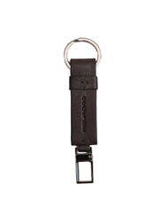 PIQUADRO BLACK SQUARE Leather key ring, with carabiner - Key holders