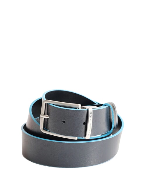 BLUE SQUARE Reversible leather belt, can be shortened black/blue - Belts