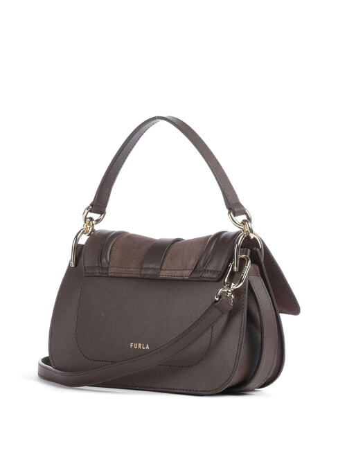 FLOW Small leather bag with shoulder strap espresso tones - Women’s Bags
