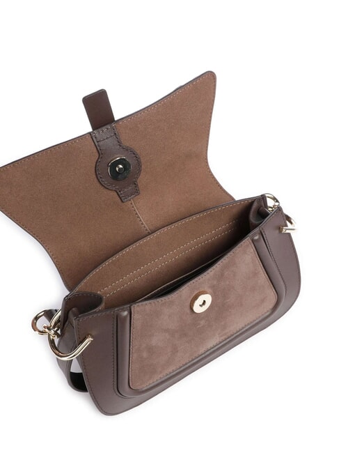 FLOW Small leather bag with shoulder strap espresso tones - Women’s Bags