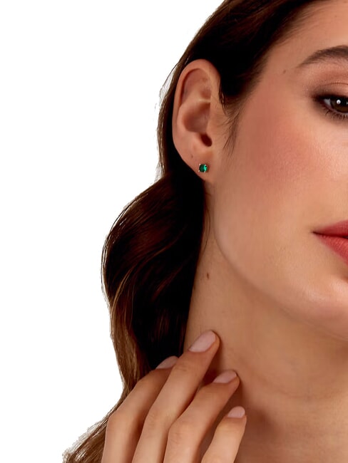 TESORI  Silver earrings green - Earrings