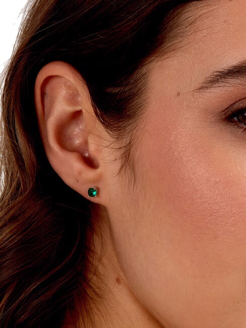 TESORI  Silver earrings green - Earrings