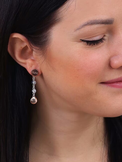 RAMBLA Long silver earrings two tone - Earrings
