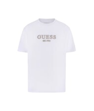 GUESS EMBROIDERY Cotton T-Shirt purwhite - T-shirt - 4