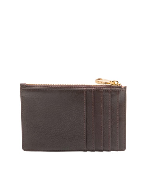 EDA Flat leather card holder with zip prune - Women’s Wallets