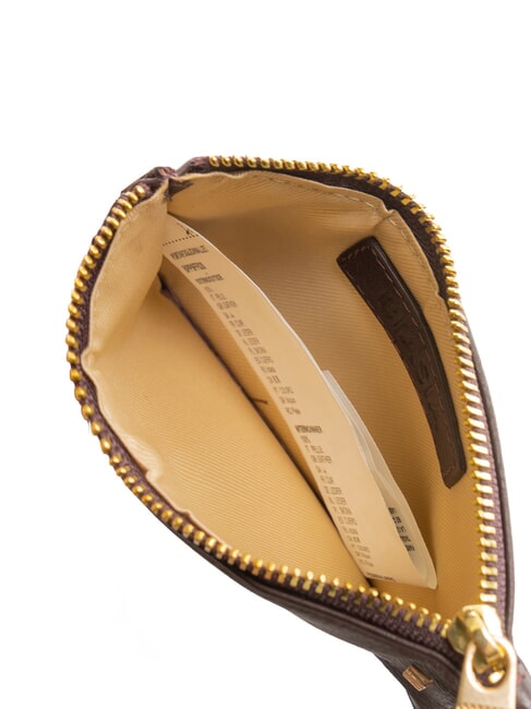 EDA Flat leather card holder with zip prune - Women’s Wallets