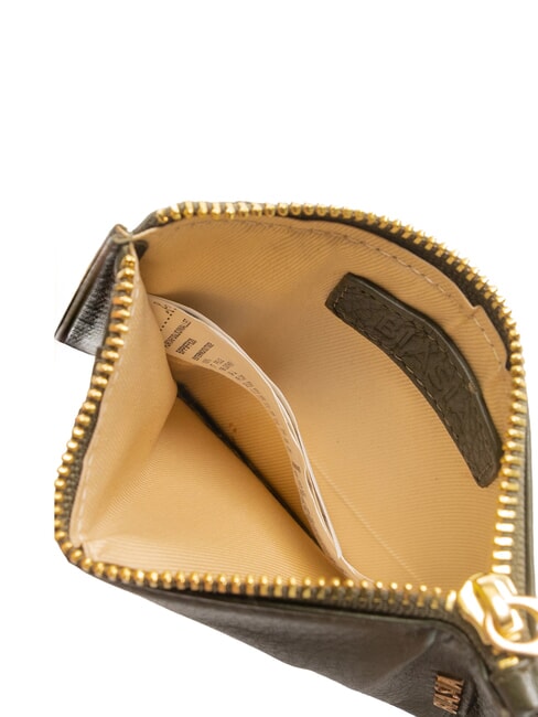 EDA Flat leather card holder with zip moss - Women’s Wallets